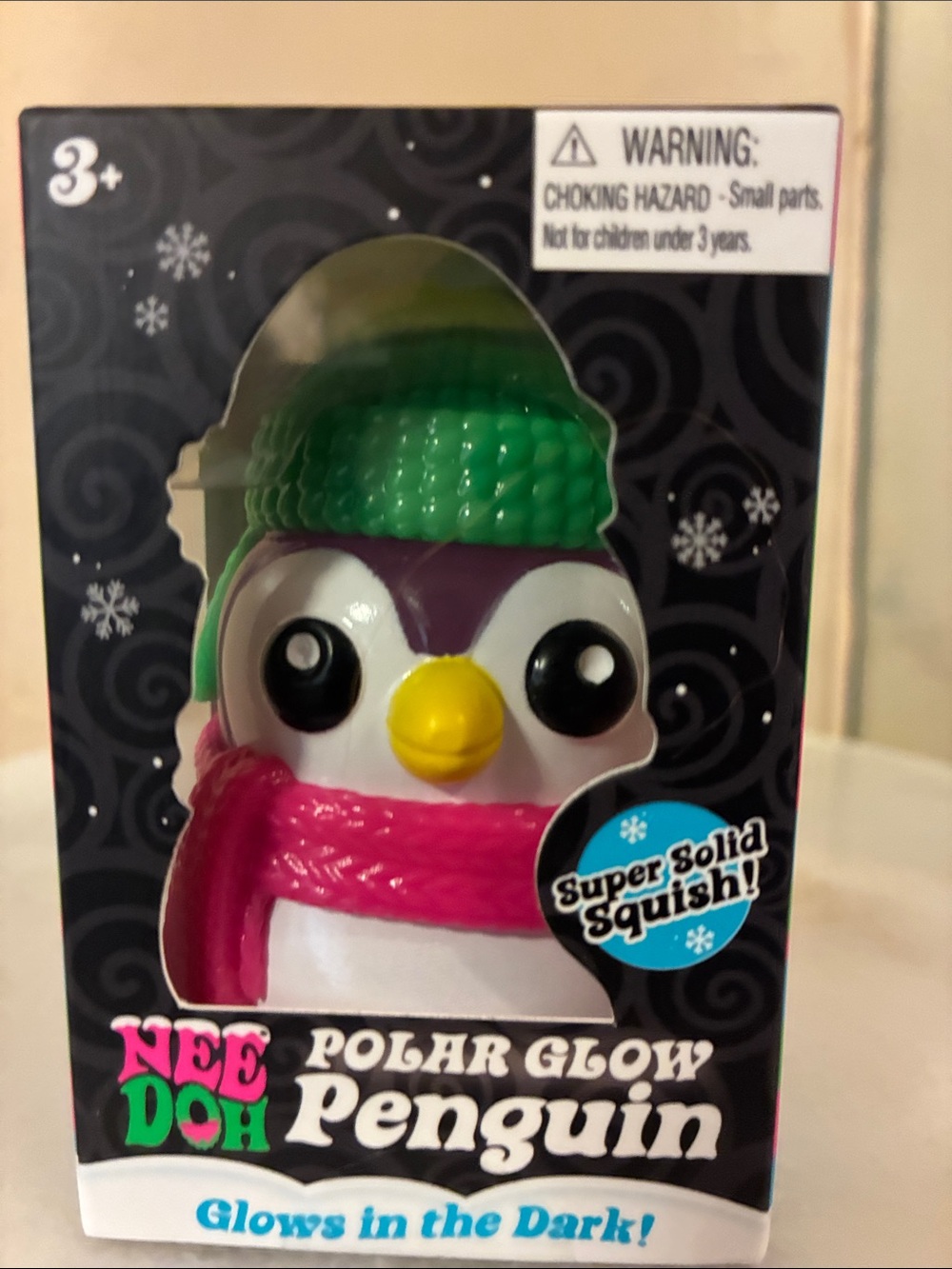 Needoh Polar Glow Penguin - White, Pink & Green Glow Toy